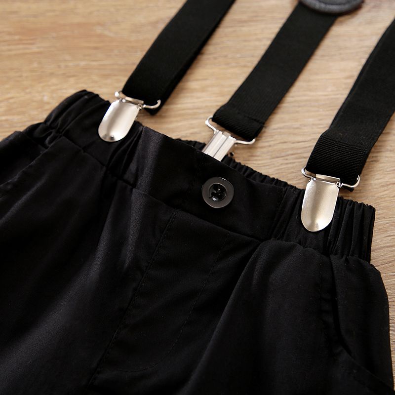 Baby Boy/Girl 97% Cotton Black Suspender Pants Black big image 4