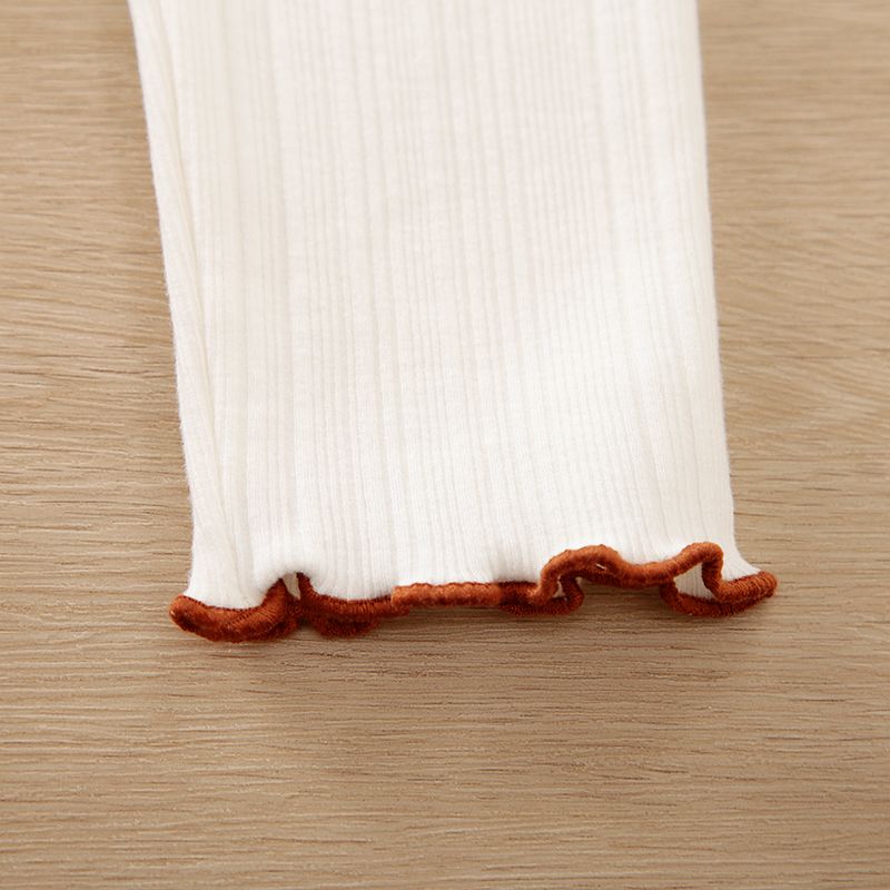 Baby Girl Bow Front Solid Rib Knit Leggings White