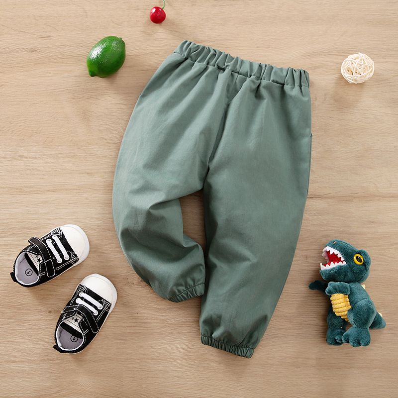 100% Cotton Baby Boy Solid Elasticized Waist Sweatpants Green big image 2