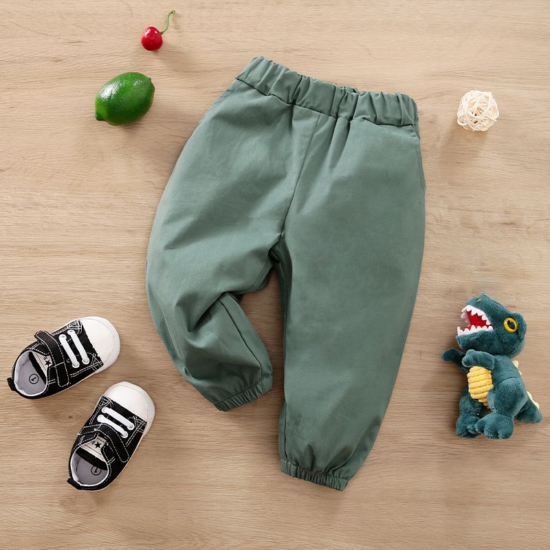 100% Cotton Baby Boy Solid Elasticized Waist Sweatpants Green big image 1
