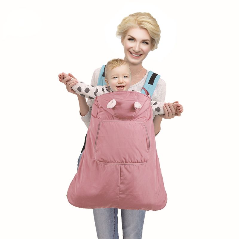 Baby Carrier Hooded Cover Cloak Cape Outdoor Windproof Warm Sleeping Sack Coat for Baby Carrier Pink