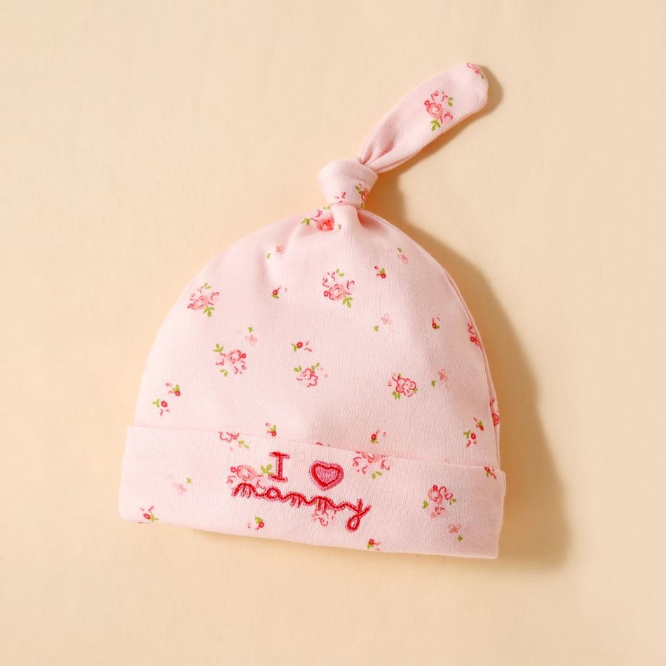2-pack 100% Cotton Floral Print Newborn Swaddle Receiving Blanket Baby Sleeping Bag Swaddles Wrap Blanket and Beanie Hat Pink big image 2