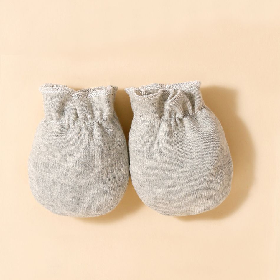 Pacote de 3 pacotes 100% algodão simples cobertor para recém-nascidos, saco de dormir para bebês, cobertor e gorro e luvas Cinzento big image 3