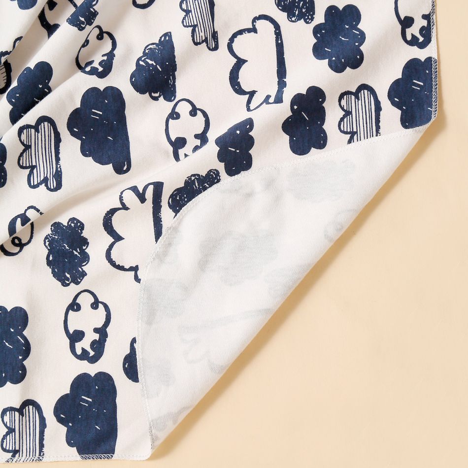 2-pack 100% Cotton Cloud Print Newborn Swaddle Receiving Blanket Baby Sleeping Bag Swaddles Wrap Blanket and Beanie Hat Dark blue/White/Red big image 5