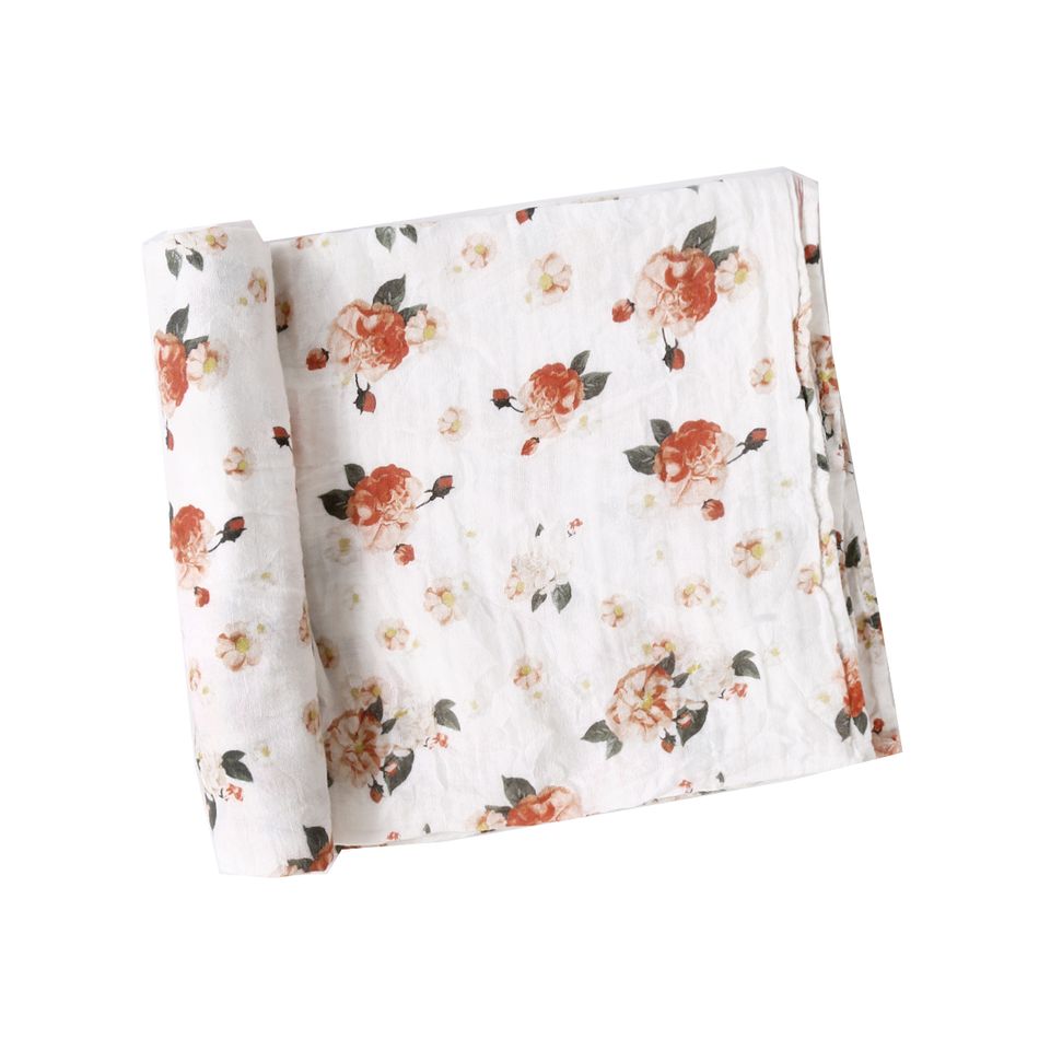 100% Cotton Muslin Baby Floral Pattern Swaddling Blanket Multi-color big image 4