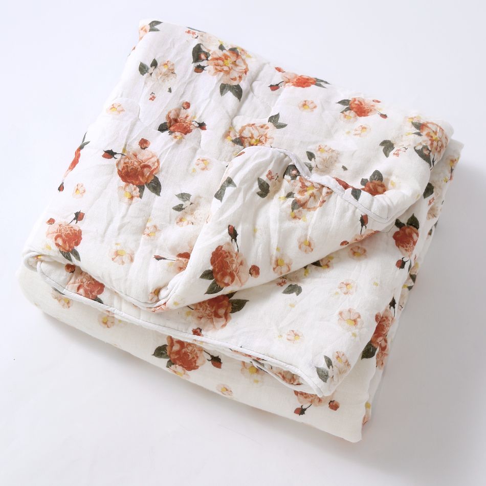 100% Cotton Muslin Baby Floral Pattern Thick Quilt Multi-color big image 1