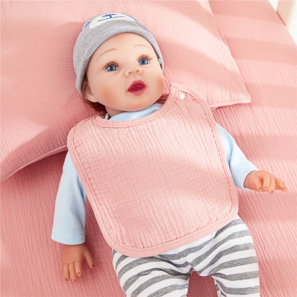 O equipamento para bebê de musselina 100% algodão inclui babador / cobertor panorâmico / lençol de berço / colcha de camada única / pano de arroto / travesseiro / toalha Rosa big image 2