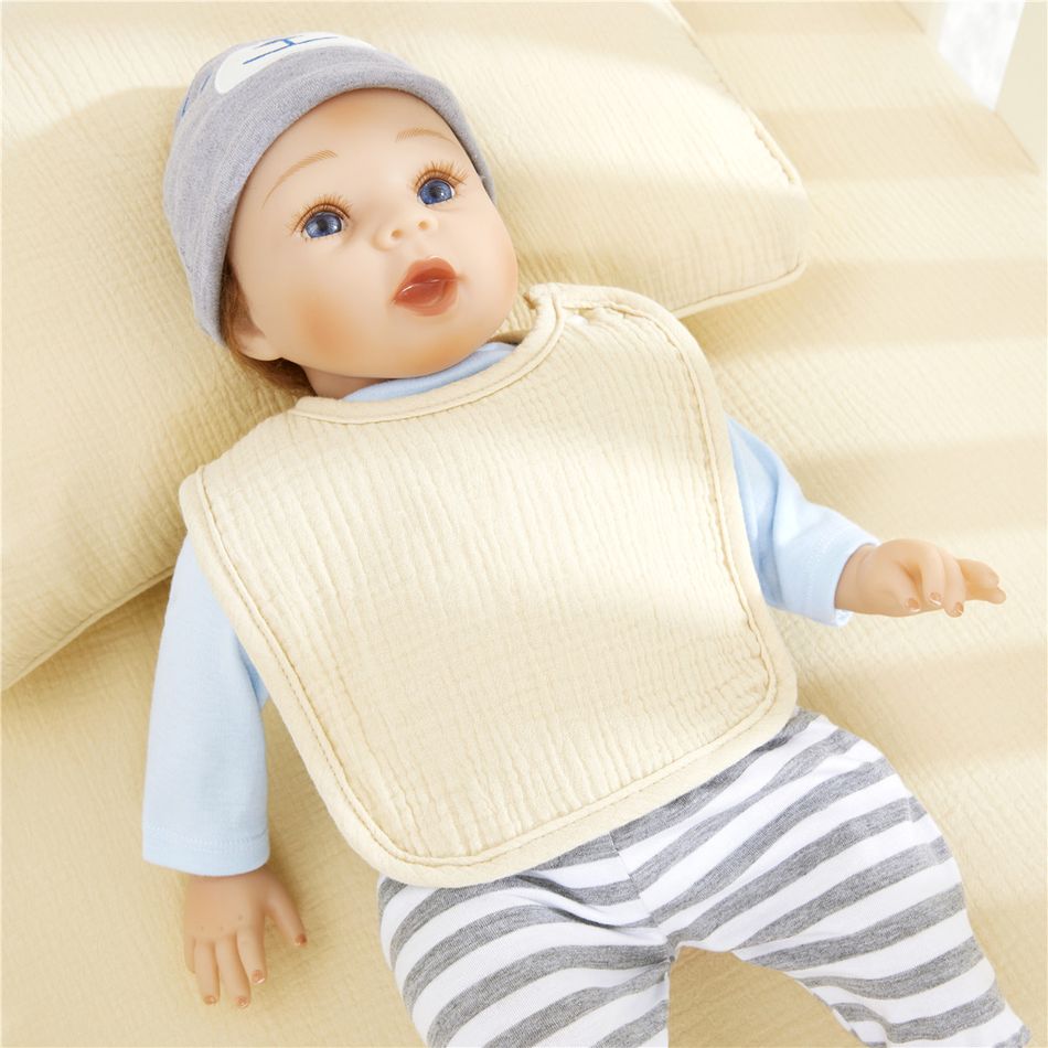 100% Cotton Muslin Baby Gear Includes Bib / Swaddling Blanket / Crib Sheet / Single Layer Quilt / Burp Cloth / Pillow / Washcloth Beige big image 1