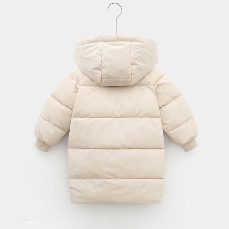 Toddler Girl/Boy Button Design Solid Hooded Coat with Pocket Beige big image 4