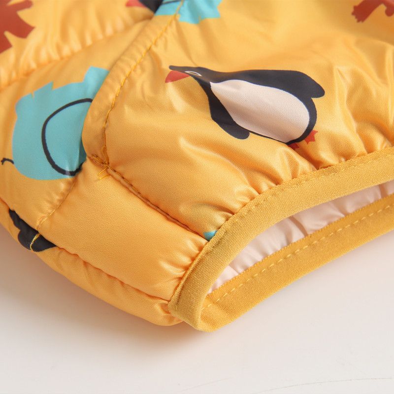 Cartoon Animals Print Long-sleeve Hooded Baby Coat Yellow big image 4