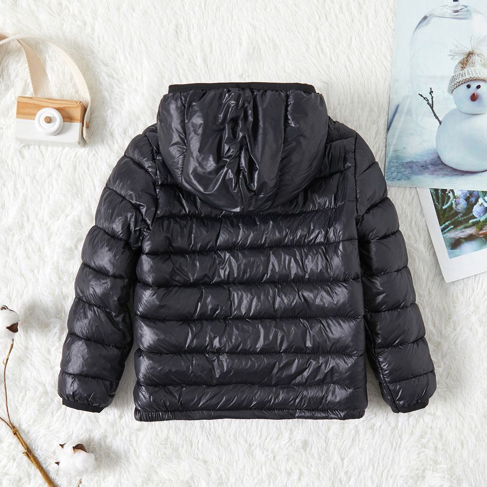 Kid Boy/Kid Girl Lightweight Zipper Solid Hooded Coat Black big image 3