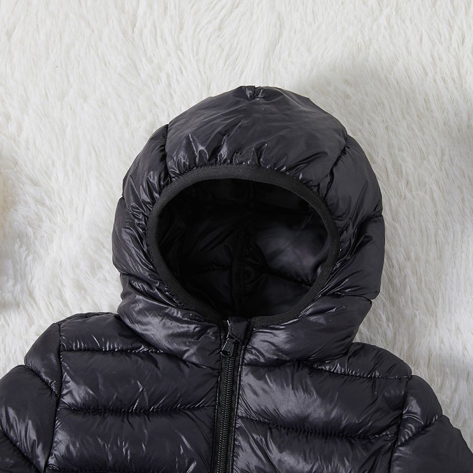 Kid Boy/Kid Girl Lightweight Zipper Solid Hooded Coat Black big image 4