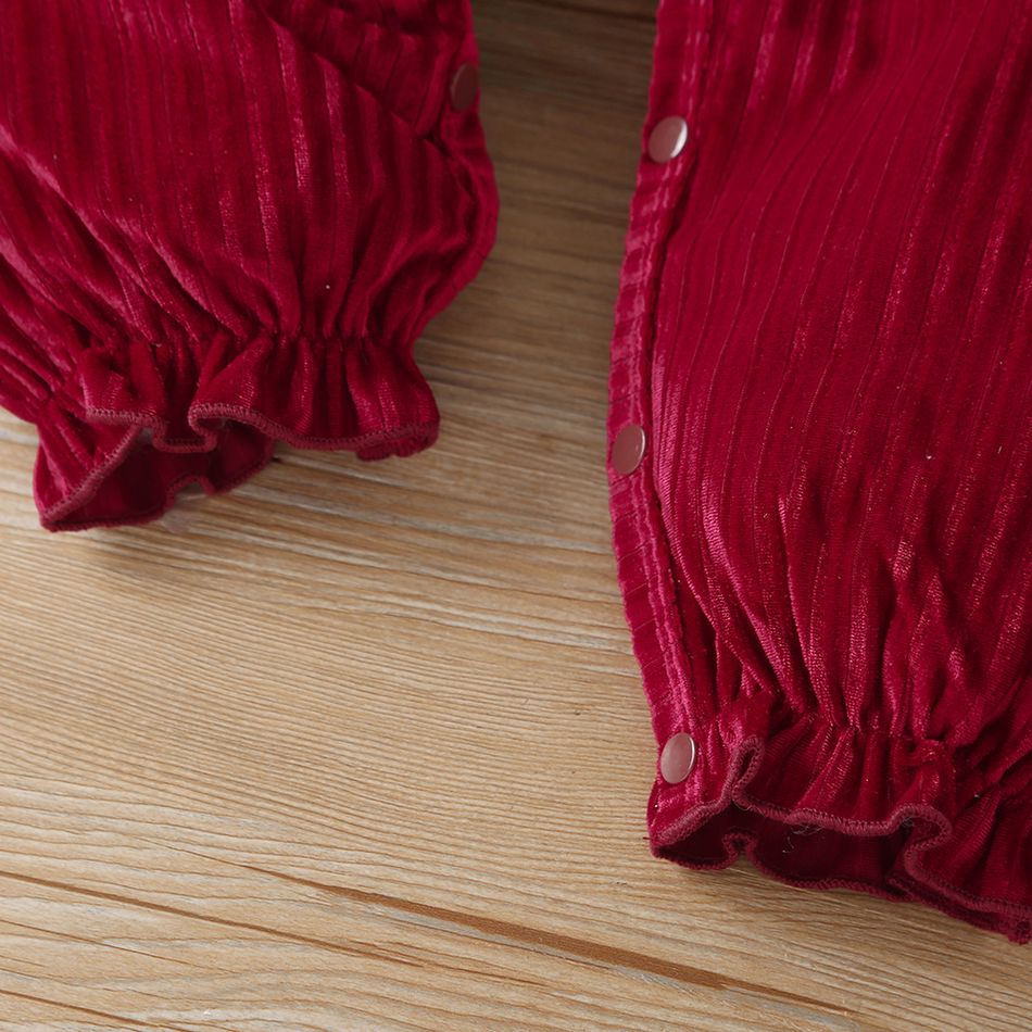 2 unidades Bebé Menina Extremidades franzidas Elegante Macacão Vermelho big image 5