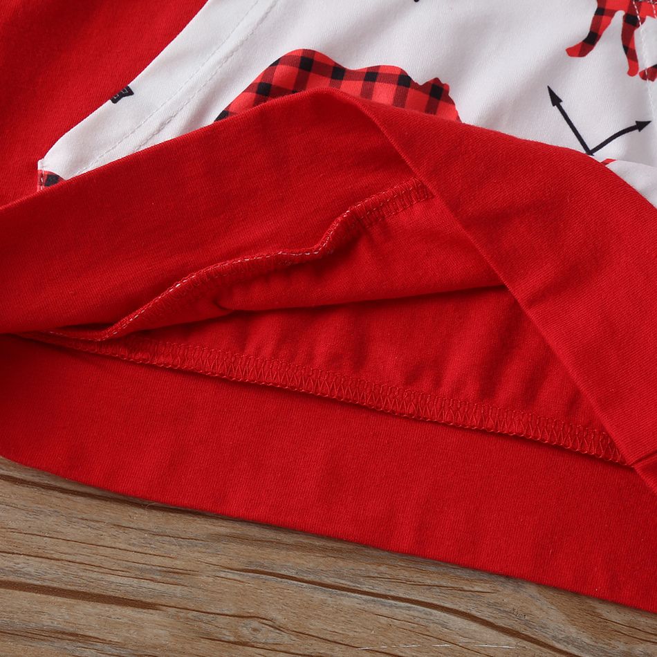 2-piece Toddler Girl/Boy Christmas Animal Print Hoodie and Elasticized Pants Set Red big image 4