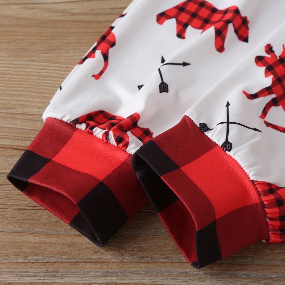 2-piece Toddler Girl/Boy Christmas Animal Print Hoodie and Elasticized Pants Set Red big image 8