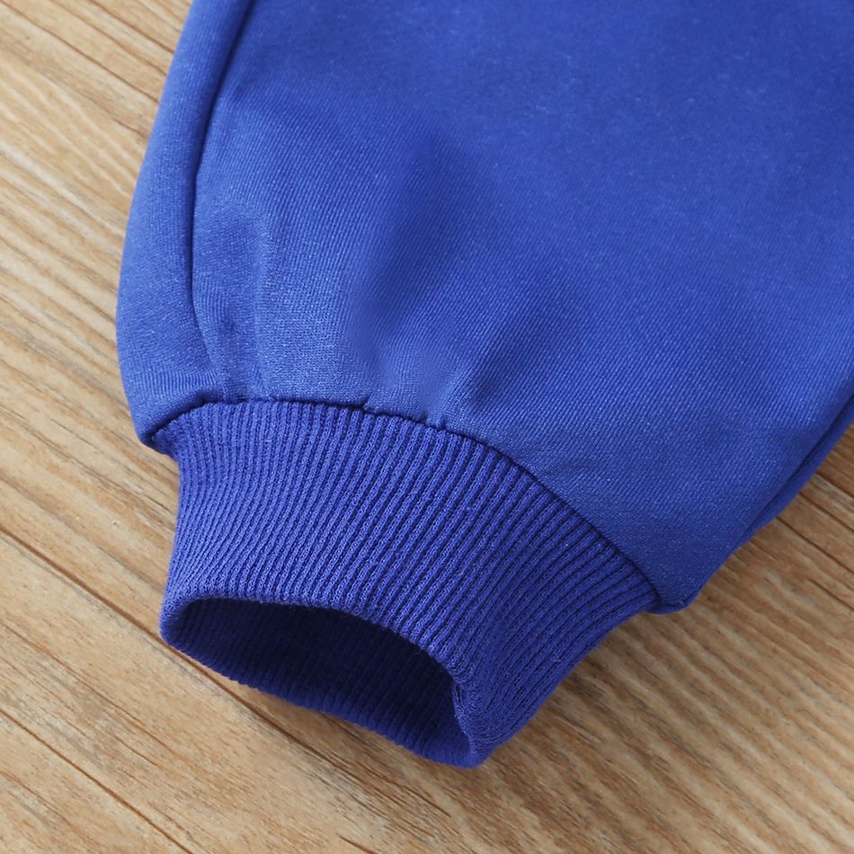 2-piece Toddler Boy Letter Number Print Pullover Sweatshirt and Pants Set Dark Blue big image 3