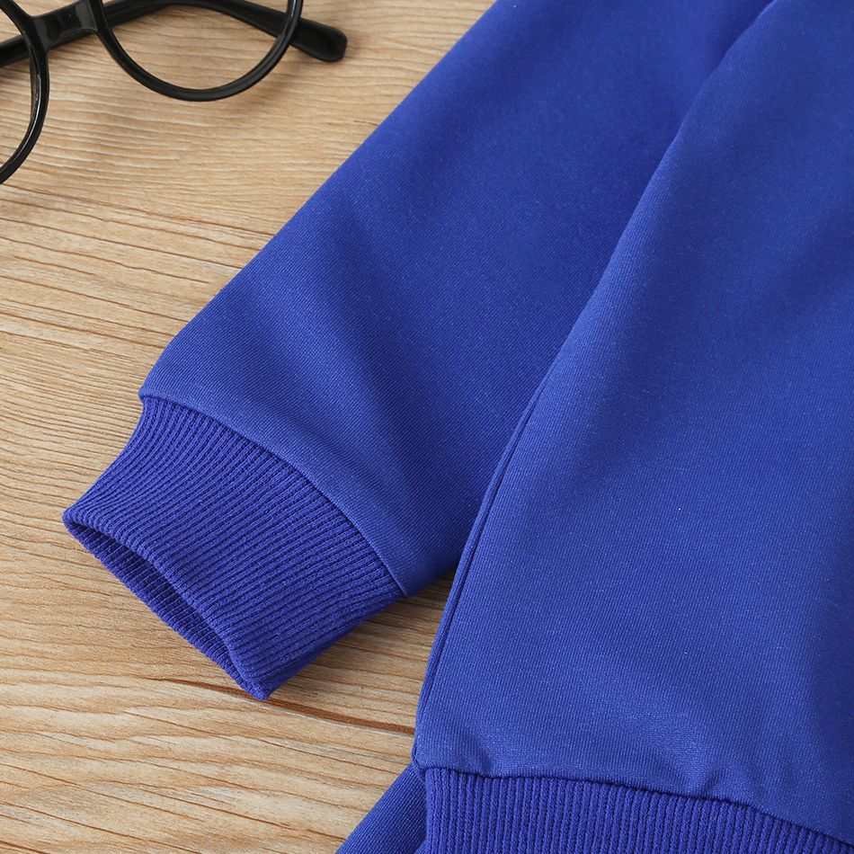 2-piece Toddler Boy Letter Number Print Pullover Sweatshirt and Pants Set Dark Blue big image 4