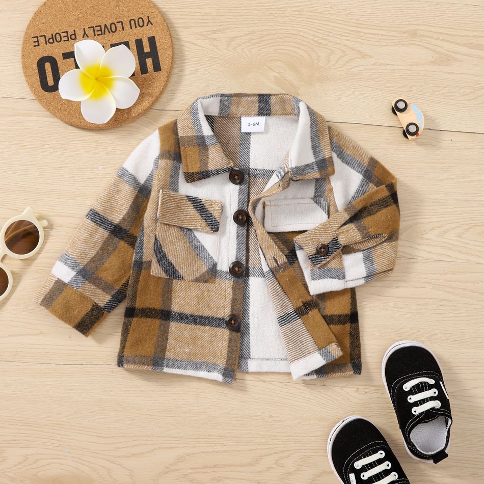 Baby Boy Button Front Plaid Long-sleeve Shirt Jacket Multi-color