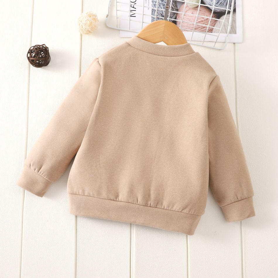 Toddler Boy/Girl Basic Button Design Solid Color Jacket Beige big image 3