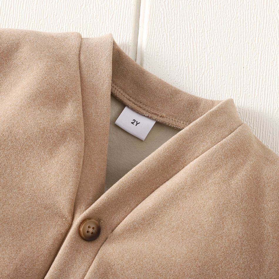 Toddler Boy/Girl Basic Button Design Solid Color Jacket Beige big image 4