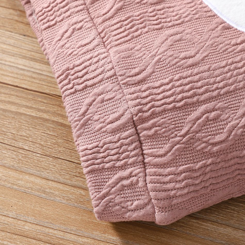 2pcs Baby Girl Rabbit Graphic Pink Cable Knit Long-sleeve Top & Skirt Set Dark Pink big image 6