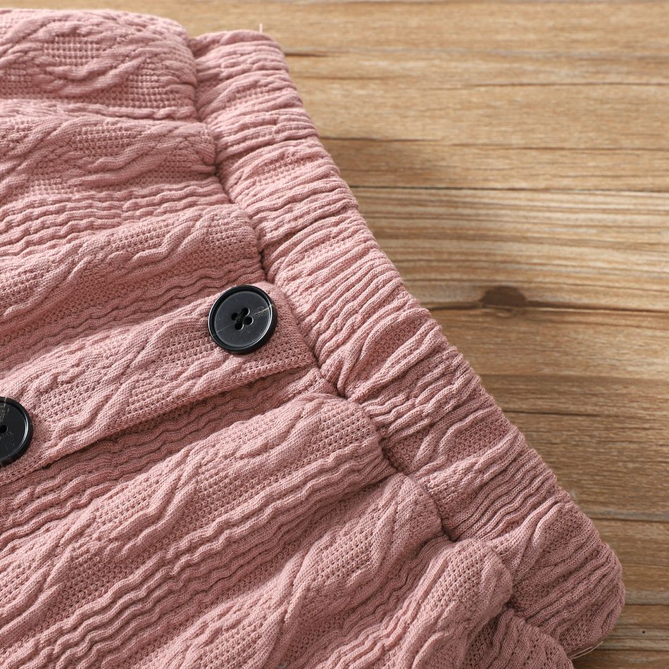 2pcs Baby Girl Rabbit Graphic Pink Cable Knit Long-sleeve Top & Skirt Set Dark Pink big image 7