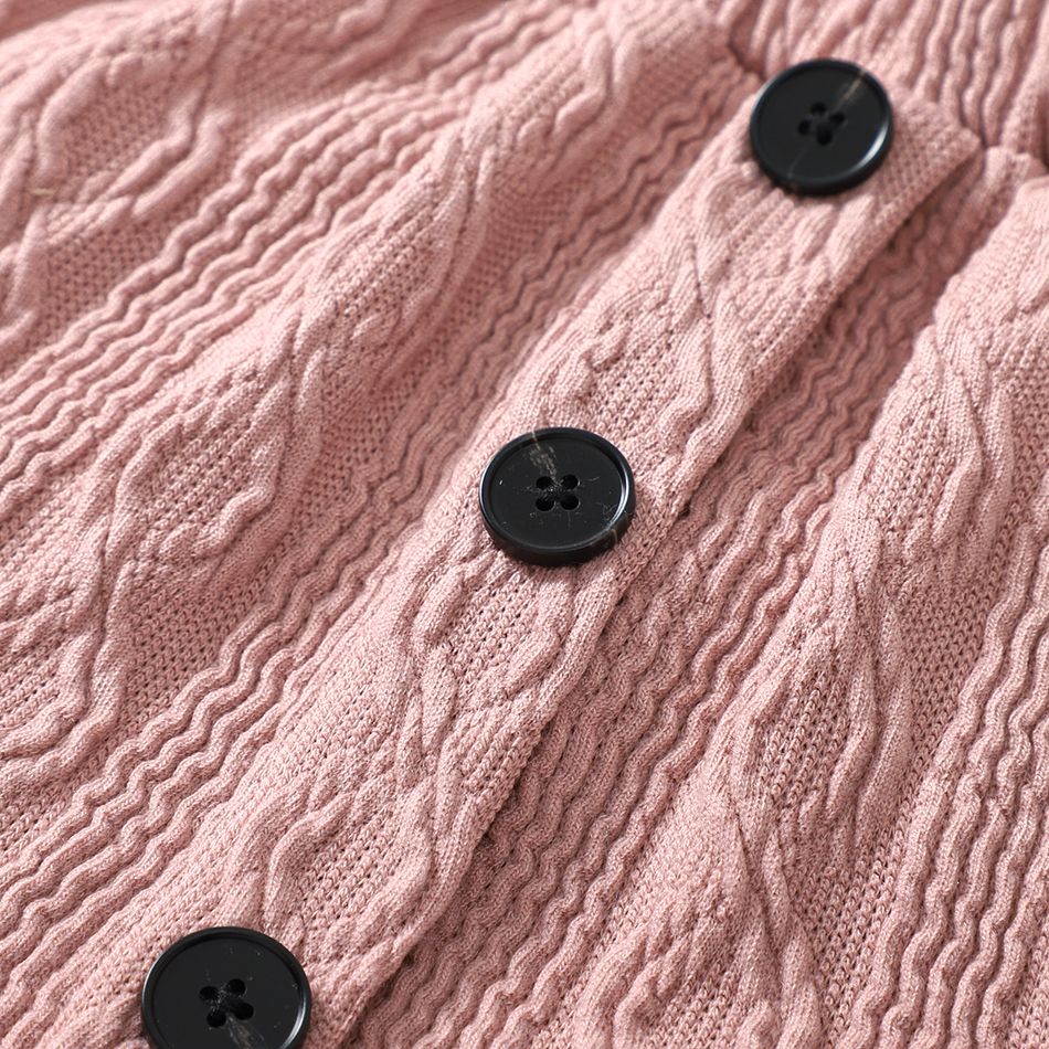 2pcs Baby Girl Rabbit Graphic Pink Cable Knit Long-sleeve Top & Skirt Set Dark Pink big image 8