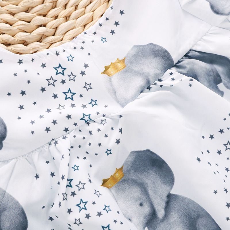 Crown Elephant Star Print Flounce-sleeve Baby Dress White big image 2