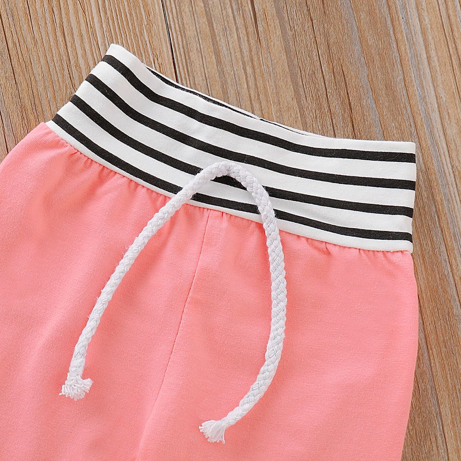 2pcs Heart and Striped Print Hooded Long-sleeve Pink Baby Set Pink big image 3