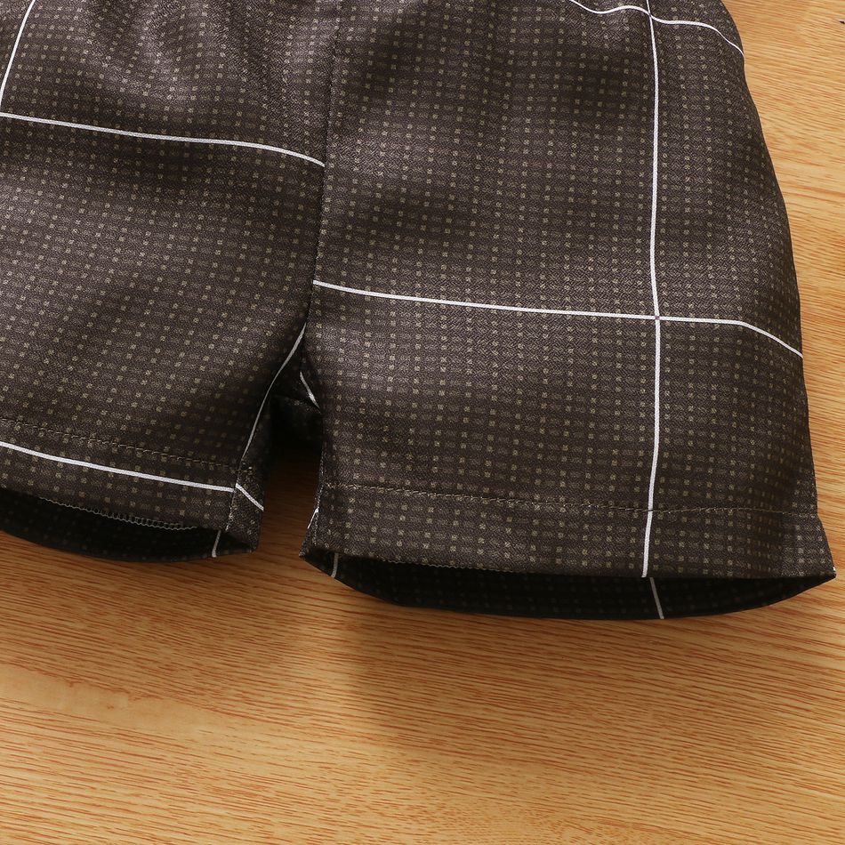 2pcs Toddler Boy Plaid Wave Point Shorts Suit elegant Toddler Short-sleeve Cotton Sets Brown big image 6