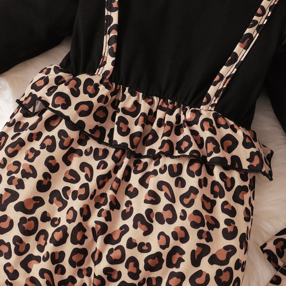2 Stück Baby Mädchen Leopardenmuster Lässig Baby-Overalls schwarz big image 2