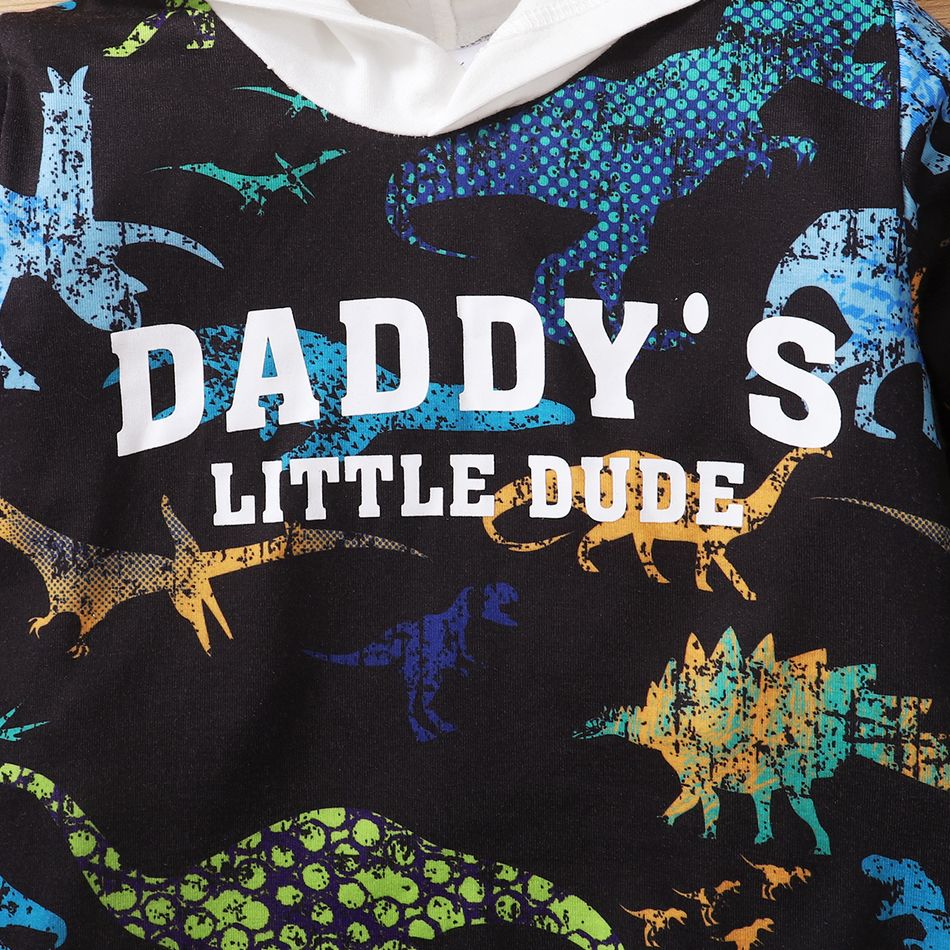 2-piece Toddler Boy Letter Dinosaur Print Hoodie and Elasticized Pants Set Multi-color big image 4