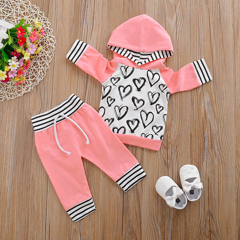 2 unidades Bebé Menina Costuras de tecido Casual Conjunto para bebé Rosa big image 6
