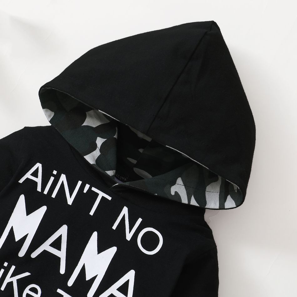 2-piece Baby Boy Letter Camouflage Print Hoodie Sweatshirt and Pants Casual Set Black big image 3