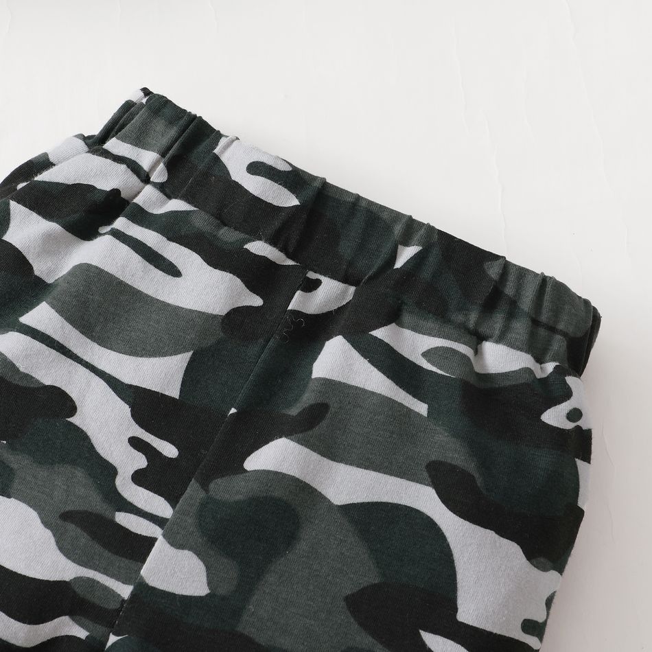 2-piece Baby Boy Letter Camouflage Print Hoodie Sweatshirt and Pants Casual Set Black big image 6