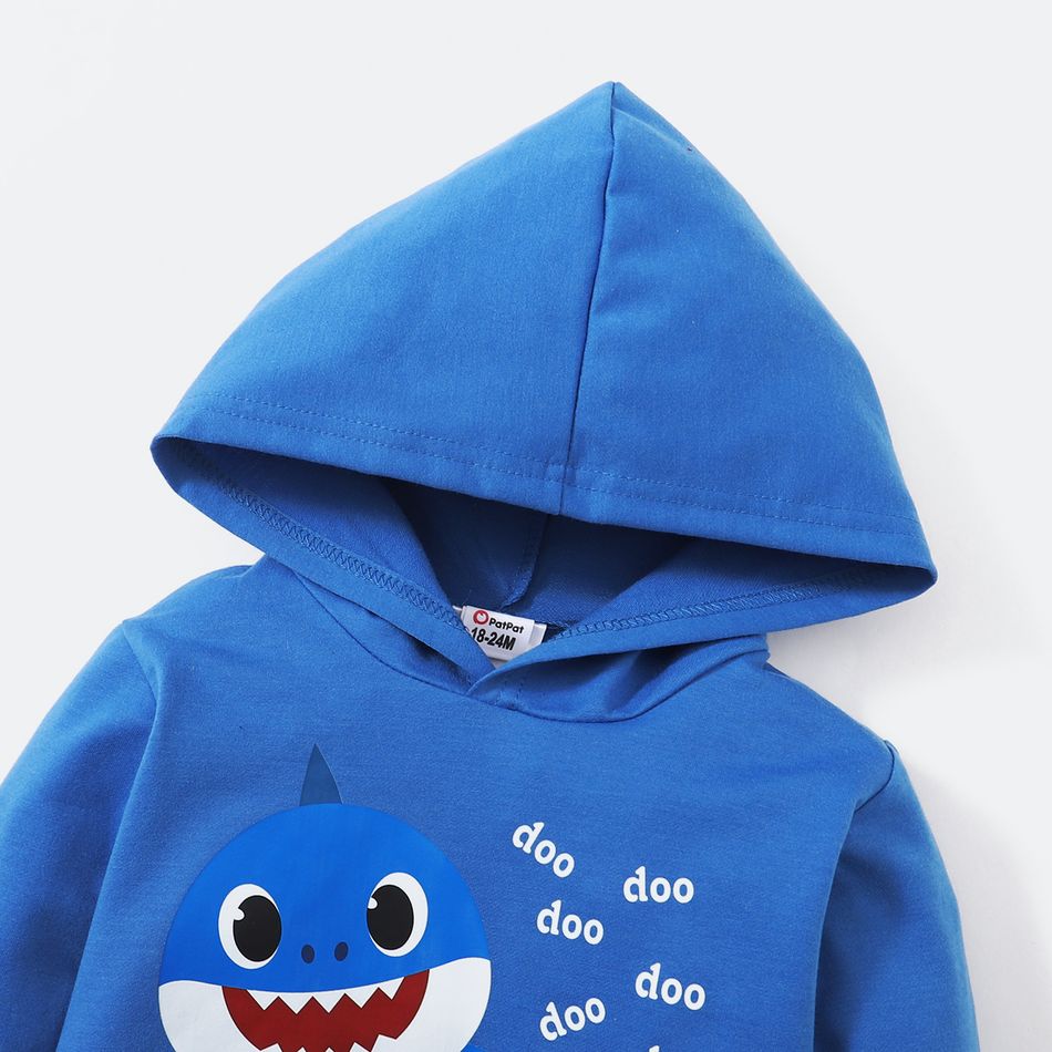 Baby shark 2-piece Toddler Boy Hooded Sweatshirt and Pants Set Blue big image 4