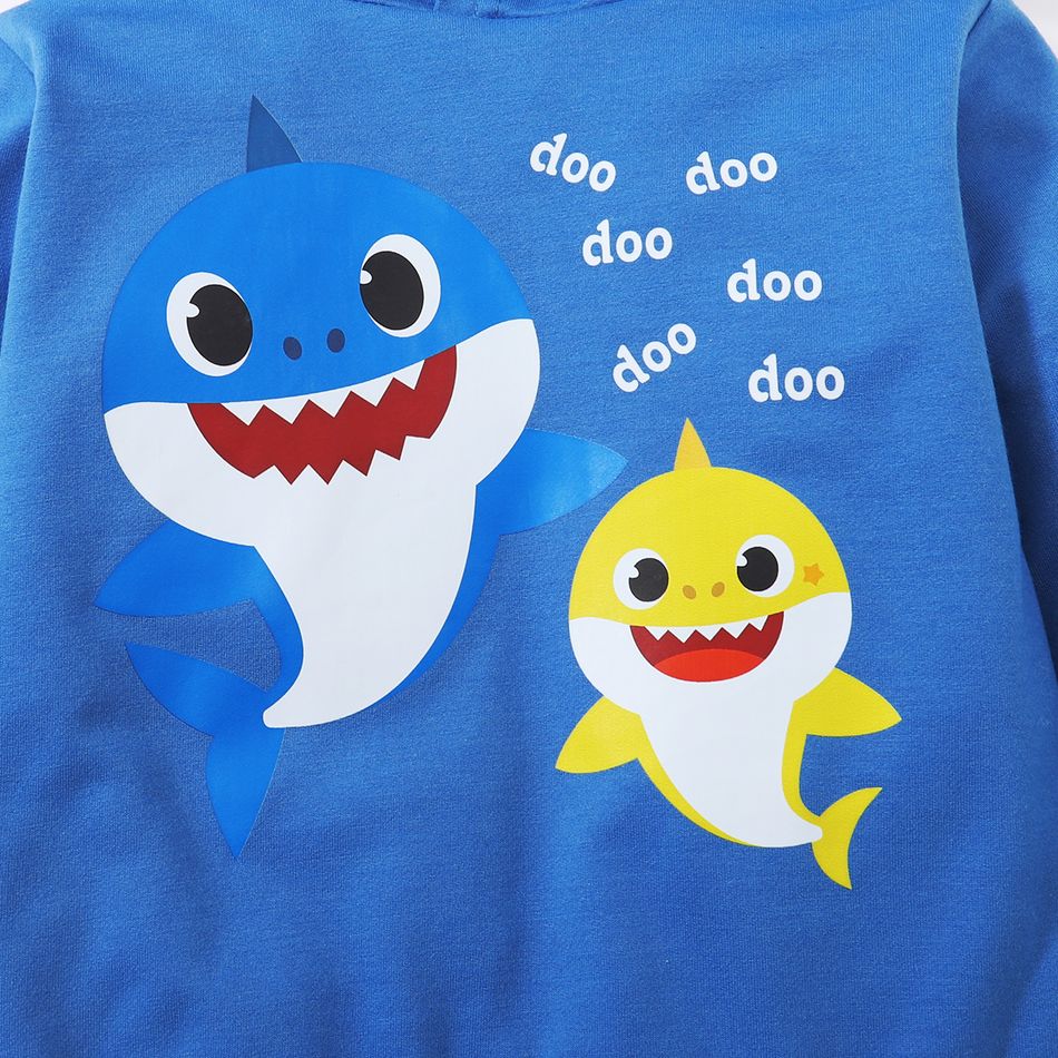 Baby shark 2-piece Toddler Boy Hooded Sweatshirt and Pants Set Blue big image 5