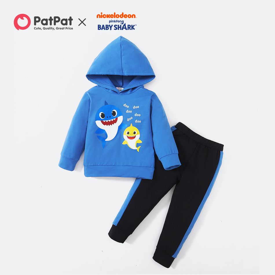 Baby shark 2-piece Toddler Boy Hooded Sweatshirt and Pants Set Blue