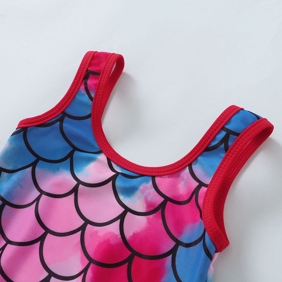 Baby Girl Mermaid Design Sleeveless Ruffle One-Piece Swimsuit Multi-color