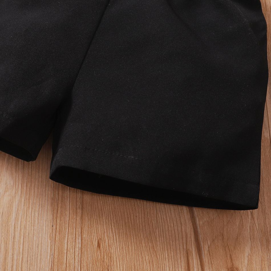 3pcs Baby Boy/Girl Peter Pan Collar Flare-sleeve Top and Button Tank Top with Shorts Set Grey big image 5
