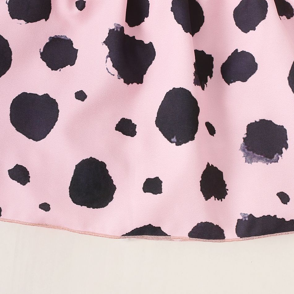 Baby Girl Allover Dots Print Puff-sleeve Ruffle Dress Pink big image 4