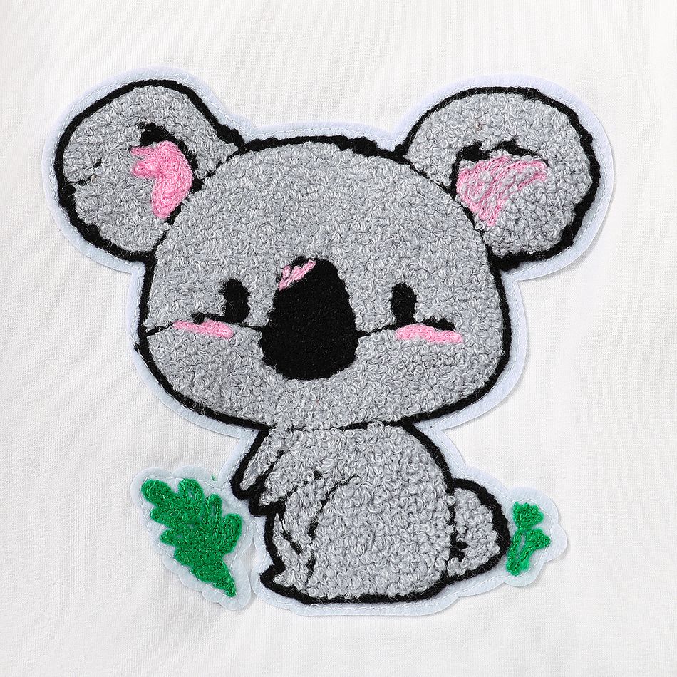 2pcs Baby Girl 95% Cotton Ruffle Long-sleeve Koala Embroidered Patched Sweatshirt and Pants Set White big image 4