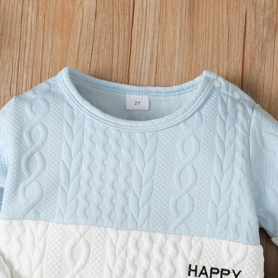 2pcs Toddler Boy Casual Textured Colorblock Sweatshirt and Pants Set Color block big image 3