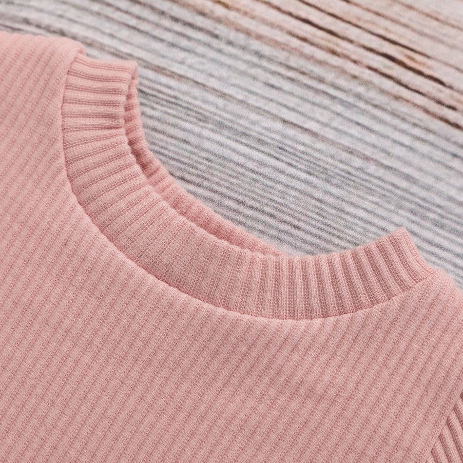 100% Cotton Floral Pattern Mesh Layered Long-sleeve Baby Dress Pink big image 3