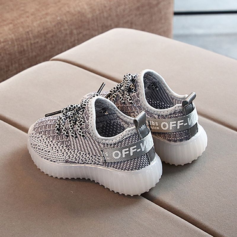 Toddler / Kid Fly- Knitted LED Athletic Shoes Light Grey big image 2