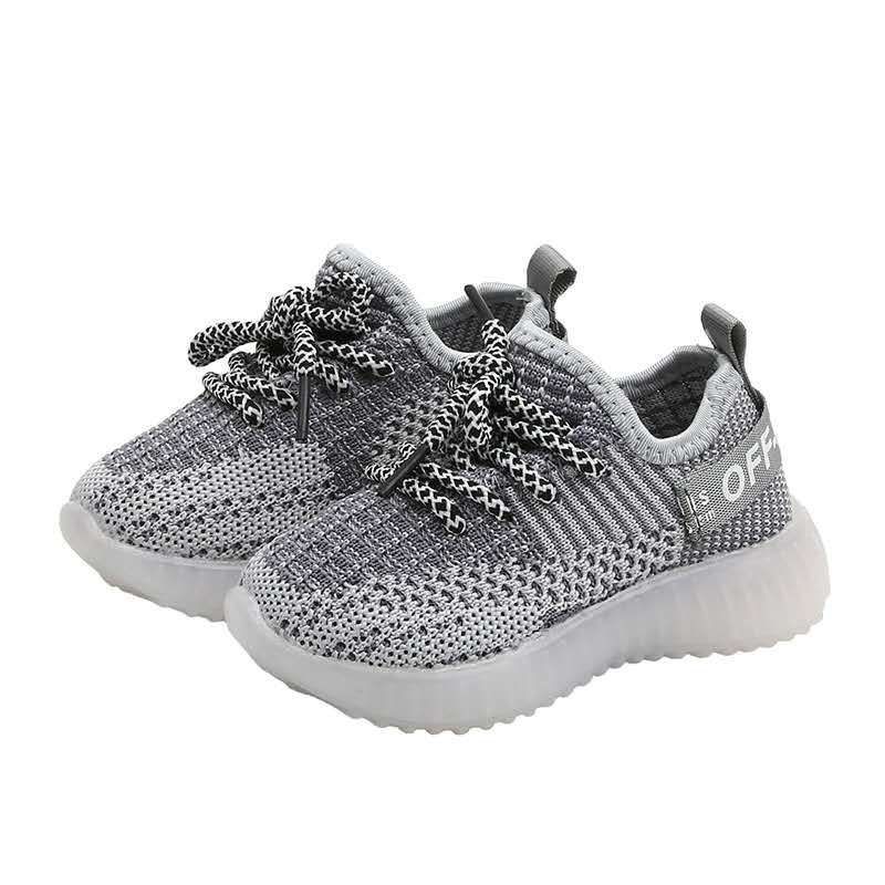 Toddler / Kid Fly- Knitted LED Athletic Shoes Light Grey big image 4
