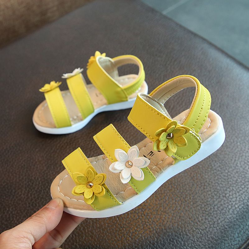 Toddler Girl Pretty Floral Decor Solid Sandals Gold