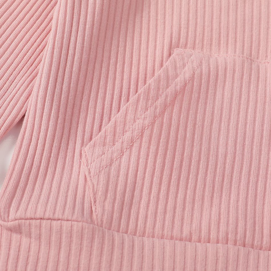 2pcs Baby Boy/Girl 95% Cotton Ribbed Long-sleeve Hoodie and Pants Set Pink big image 5