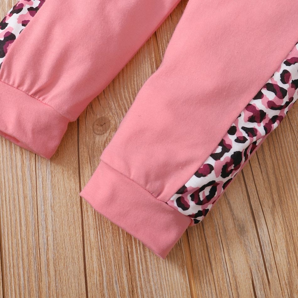 2-piece Kid Girl Cute Rabbit Leopard Print Pullover and Elasticized Pants Casual Set Pink big image 6