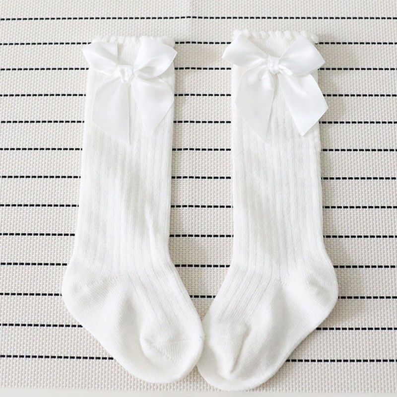 Sweet Solid Bow Decor Socks for Baby and Toddler Girl  White big image 1